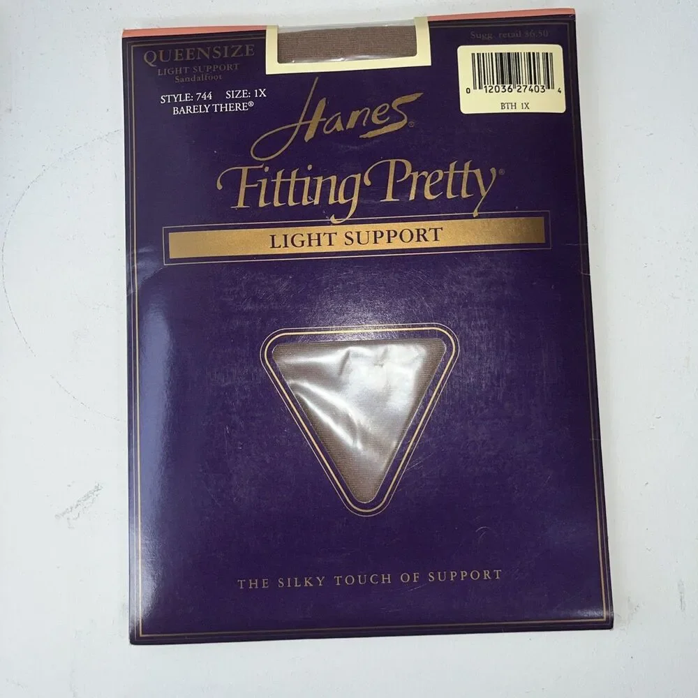 Hanes Pantyhose 1X Fitting Pretty Light Support Sandalfoot Barely There Queen